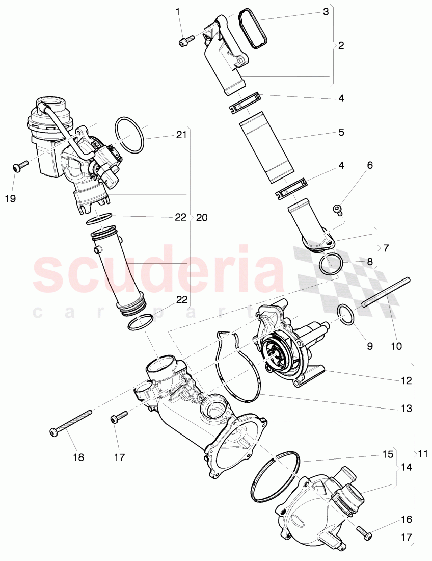 water pump, thermo valve, coolant adapter, D &gt;&gt; - MJ 2014 of Bentley Bentley Continental GTC (2011+)