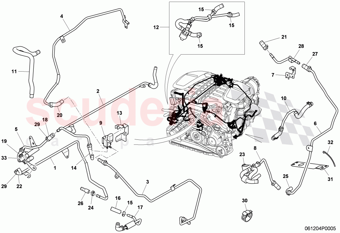 vacuum system, (For turbocharger), F 3W-7-041 018>> 3W-8-052 845 of Bentley Bentley Continental GT (2003-2010)