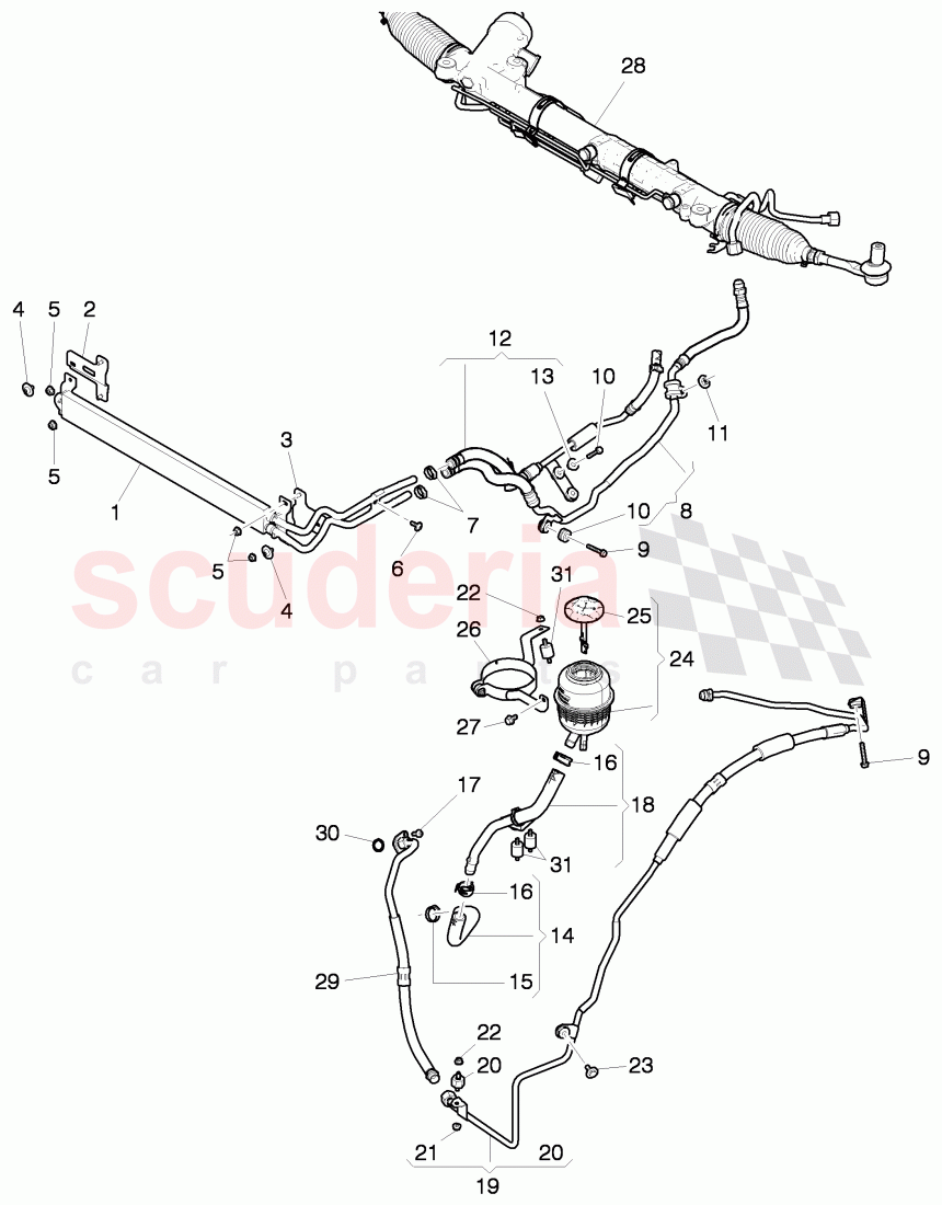 power steering, Reservoir, Pipes, Hoses, F >> 3W-D-099 999, F >> ZA-D-099 999, F 3W-E-087 094>> 3W-E-095 714, F ZA-E-087 094>> ZA-E-095 714 of Bentley Bentley Continental GT (2011-2018)