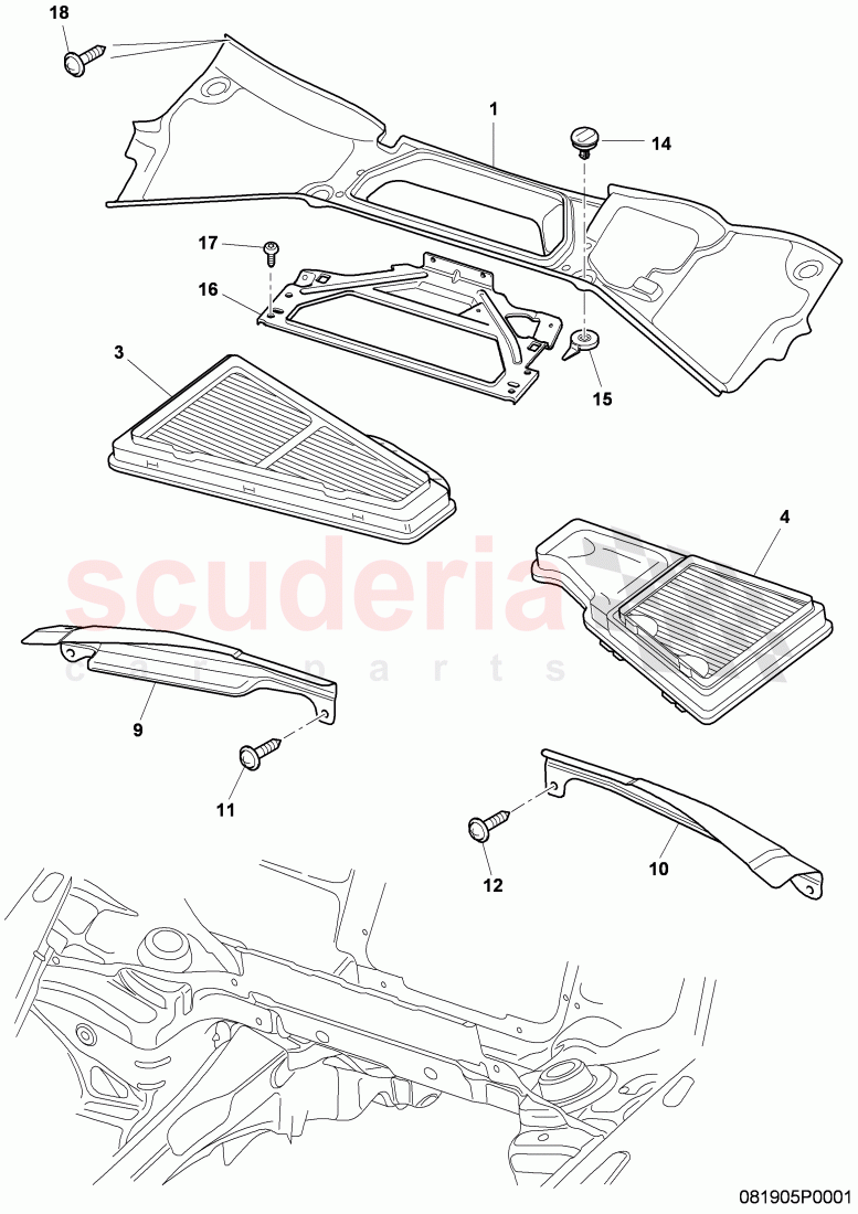cooling air intake housing, dust and pollen filter element of Bentley Bentley Continental GTC (2006-2010)