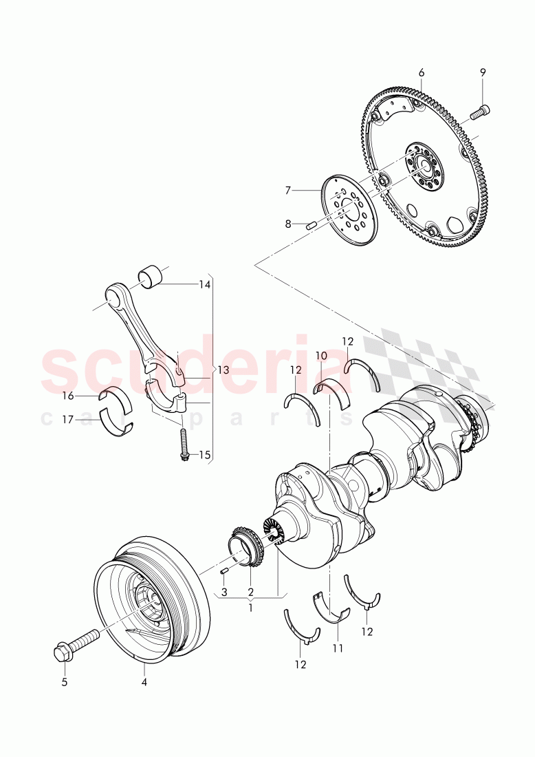 crankshaft, connecting rod, bearing shell, flywheel of Bentley Bentley Bentayga (2015-2020)
