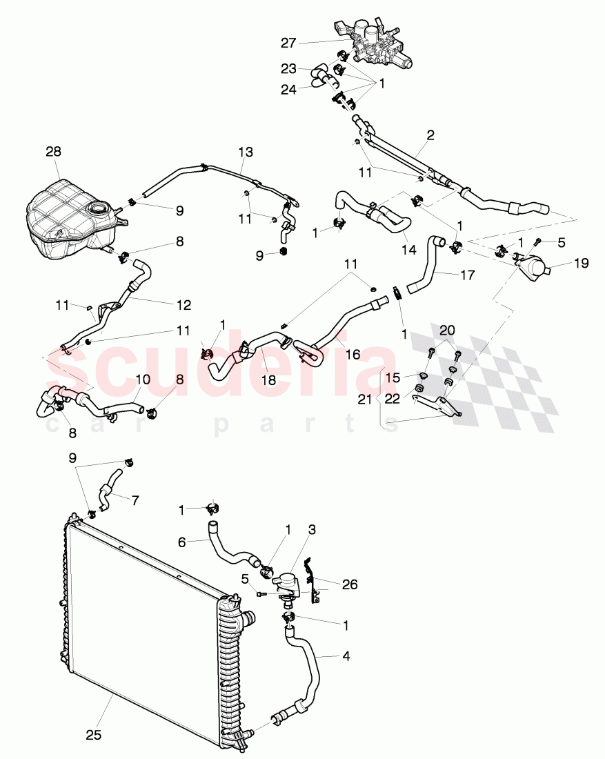 Coolant hoses and pipes, Engine bay, F >> 3W-7-051 258 of Bentley Bentley Continental GTC (2006-2010)