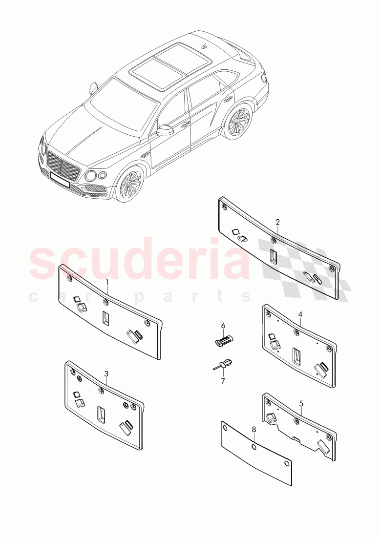 license plate bracket of Bentley Bentley Bentayga (2015-2020)