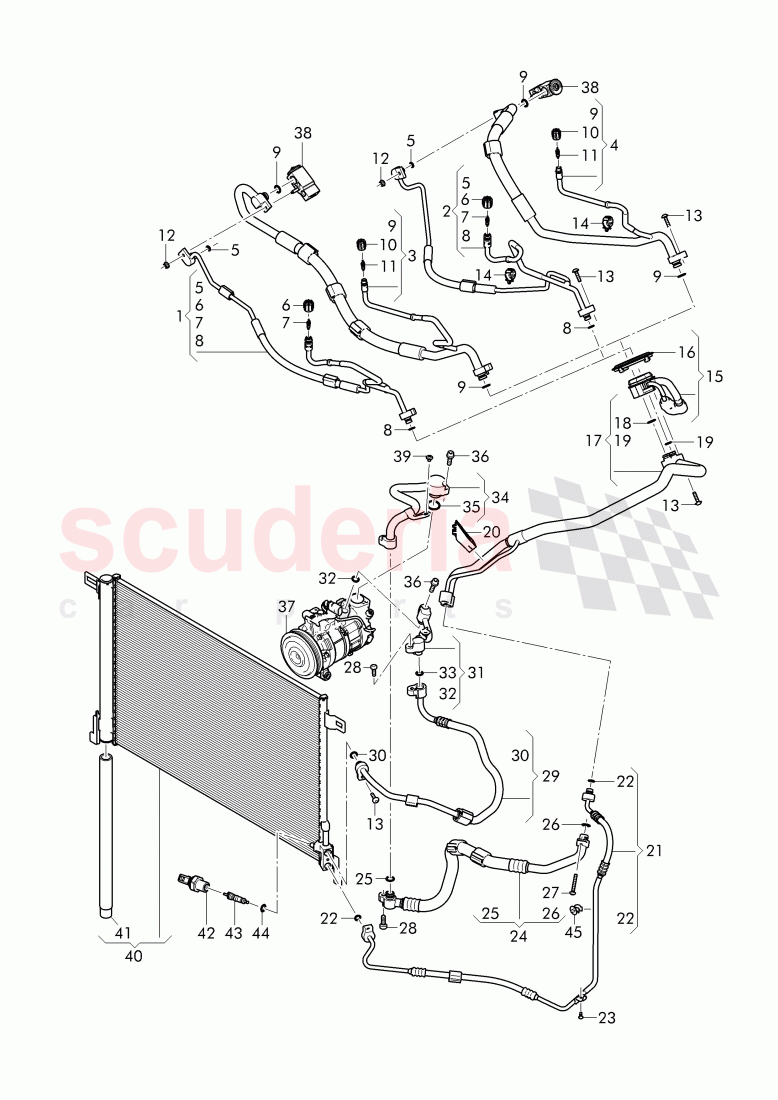 refrigerant condenser with dryer, refrigerant circuit, Engine bay of Bentley Bentley Bentayga (2015-2020)