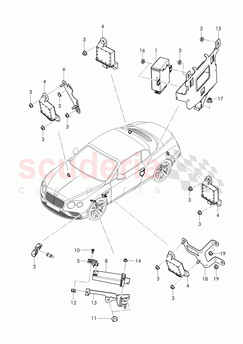 Tire pressure control system, F 3W-D-082 509>>, F ZA-D-082 509>>, D >> - MJ 2013 of Bentley Bentley Continental GTC (2011+)