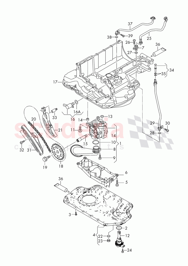 Oil pump with integrated, vacuum pump, oil dipstick of Bentley Bentley Bentayga (2015-2020)