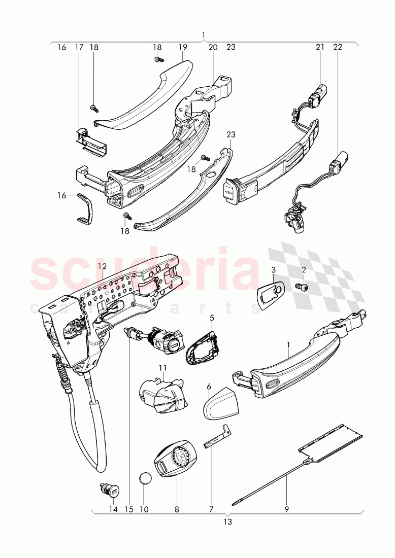 door handle, outer, door latch of Bentley Bentley Bentayga (2015-2020)