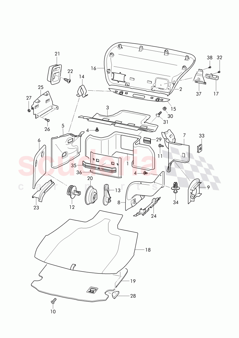 trunk linings, D >> - MJ 2014 of Bentley Bentley Continental GTC (2011+)