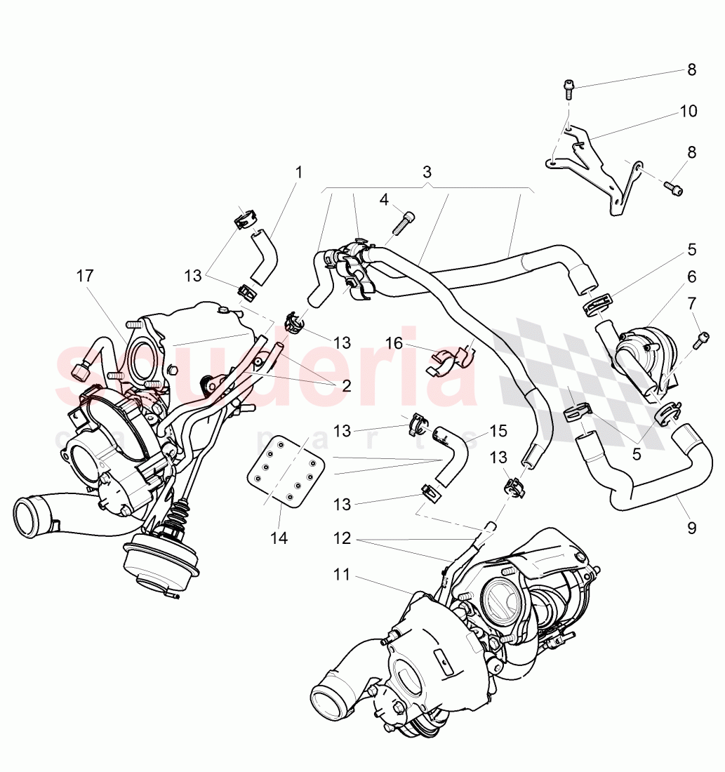 water cooling for turbocharger of Bentley Bentley Continental GTC (2011+)