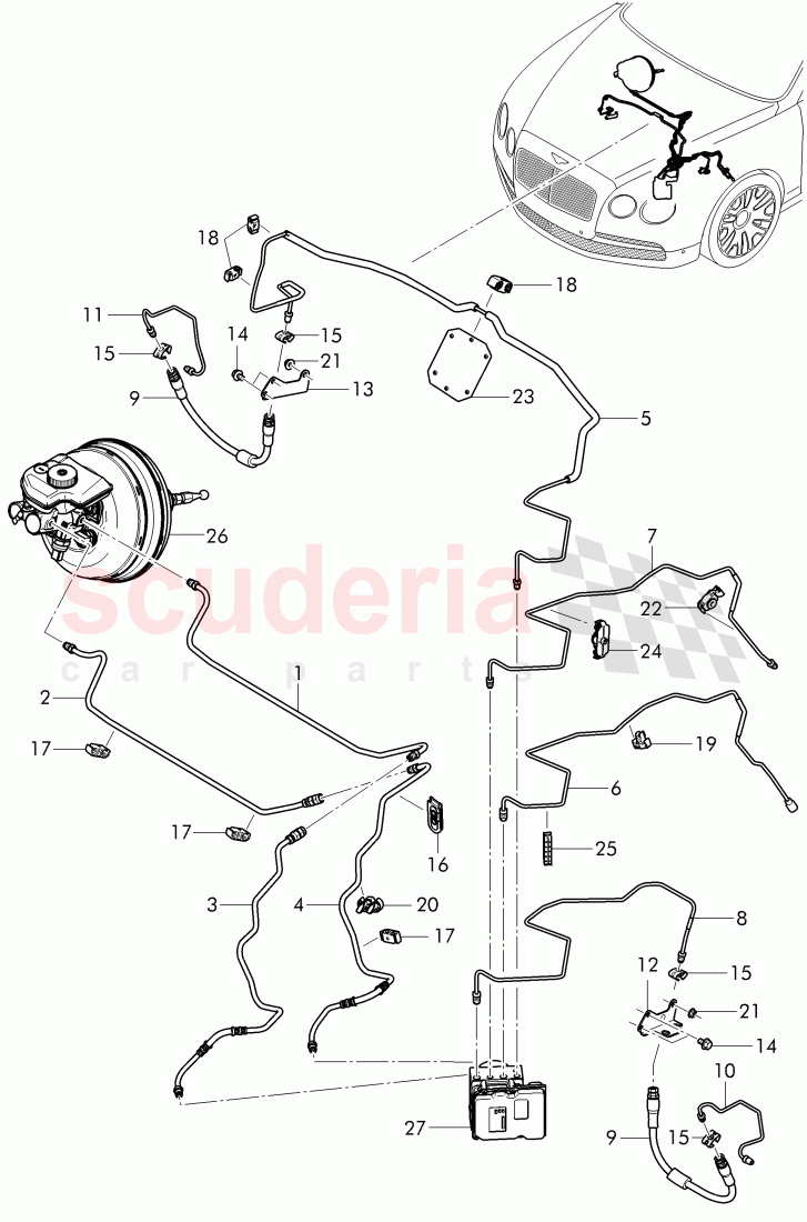 brake line, brake hose of Bentley Bentley Continental Flying Spur (2013+)