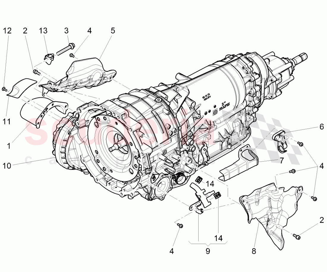 heatshield, fasteners, for 8-speed automatic gearbox of Bentley Bentley Continental GT (2011-2018)