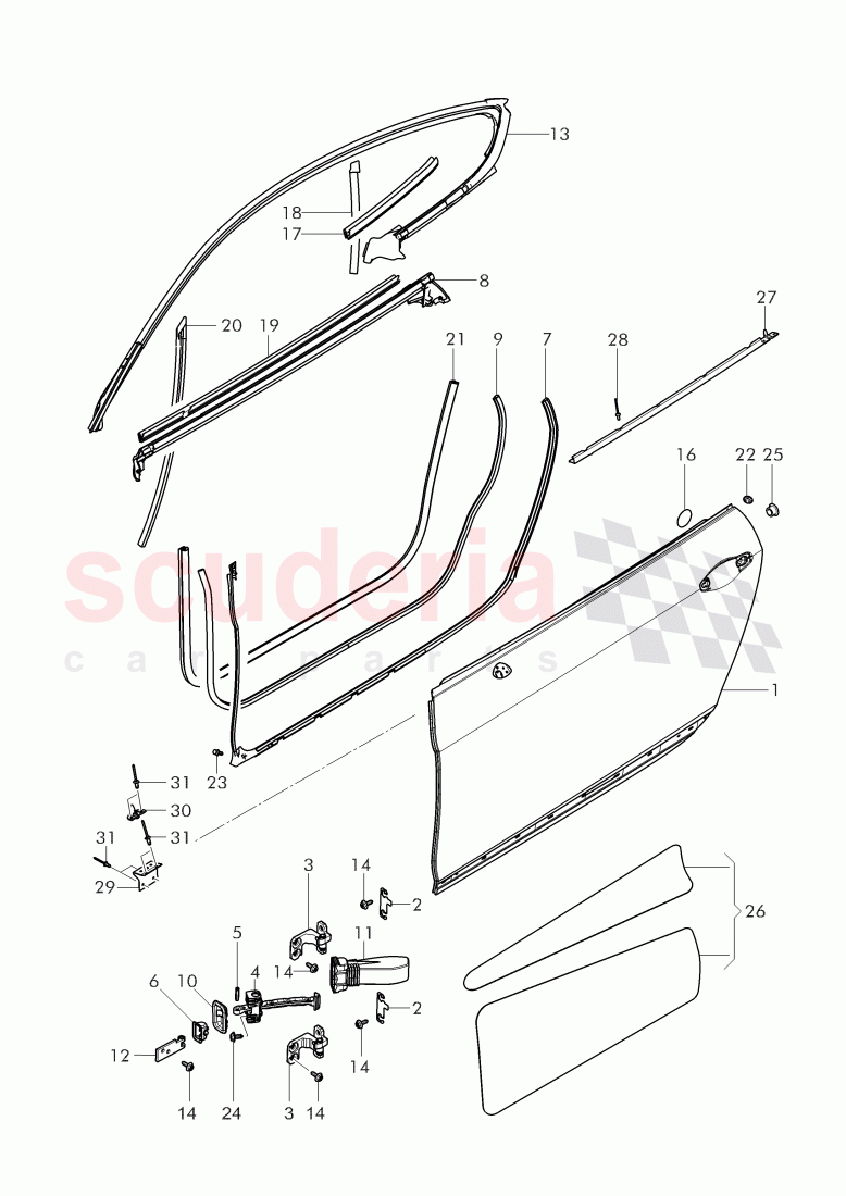 doors, window slot seal, door seal of Bentley Bentley Continental Supersports (2017+)