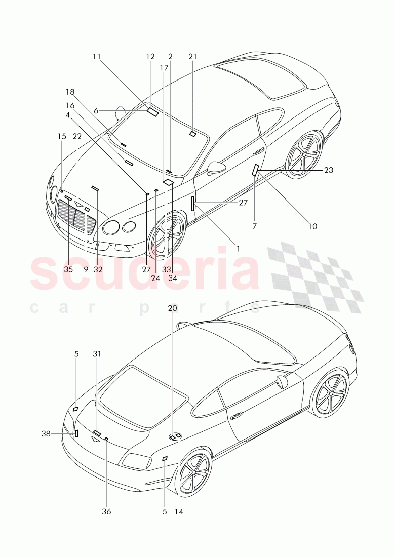 vehicle data plate, D >> - MJ 2016 of Bentley Bentley Continental GT (2011-2018)