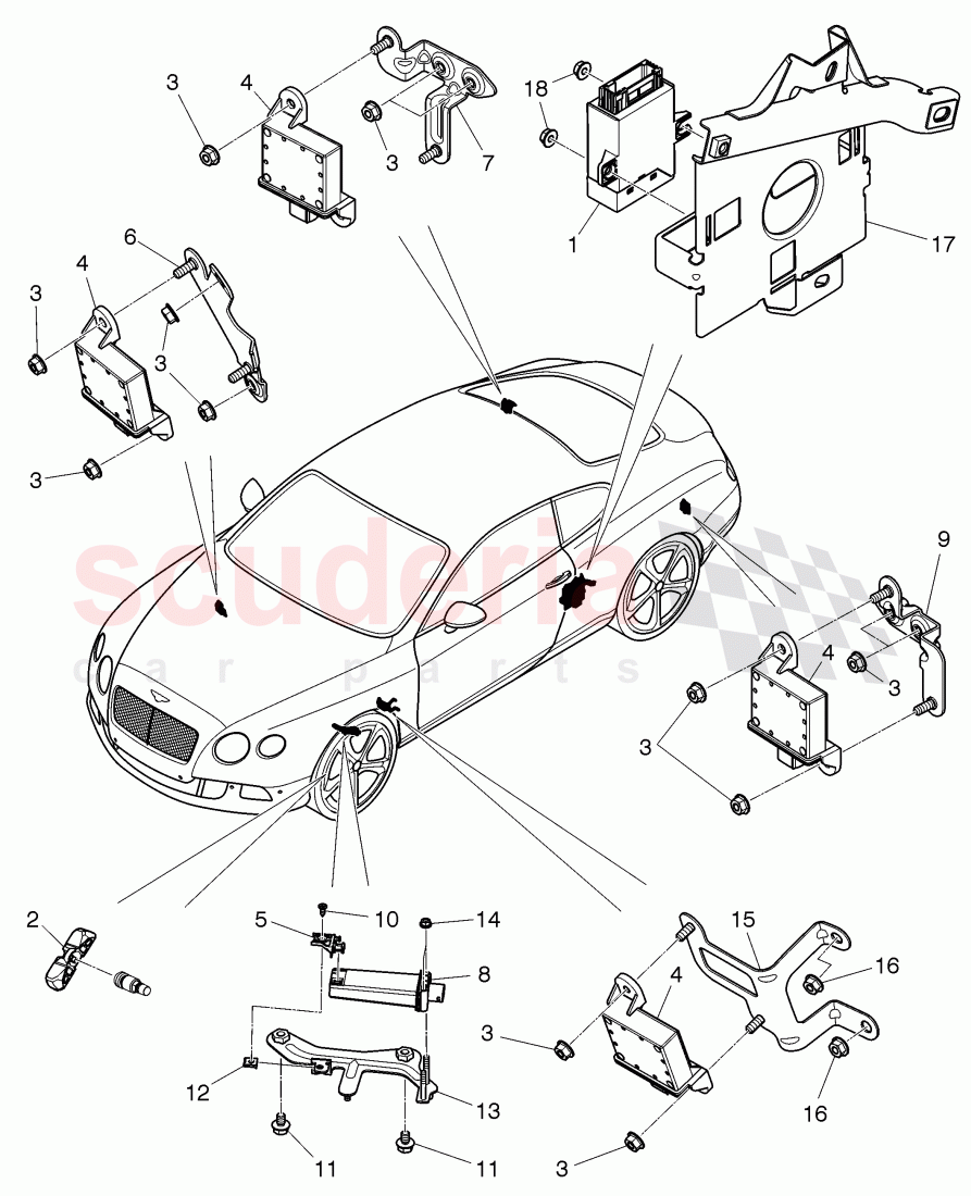 Tire pressure control system, D - MJ 2014>> of Bentley Bentley Continental GT (2011-2018)