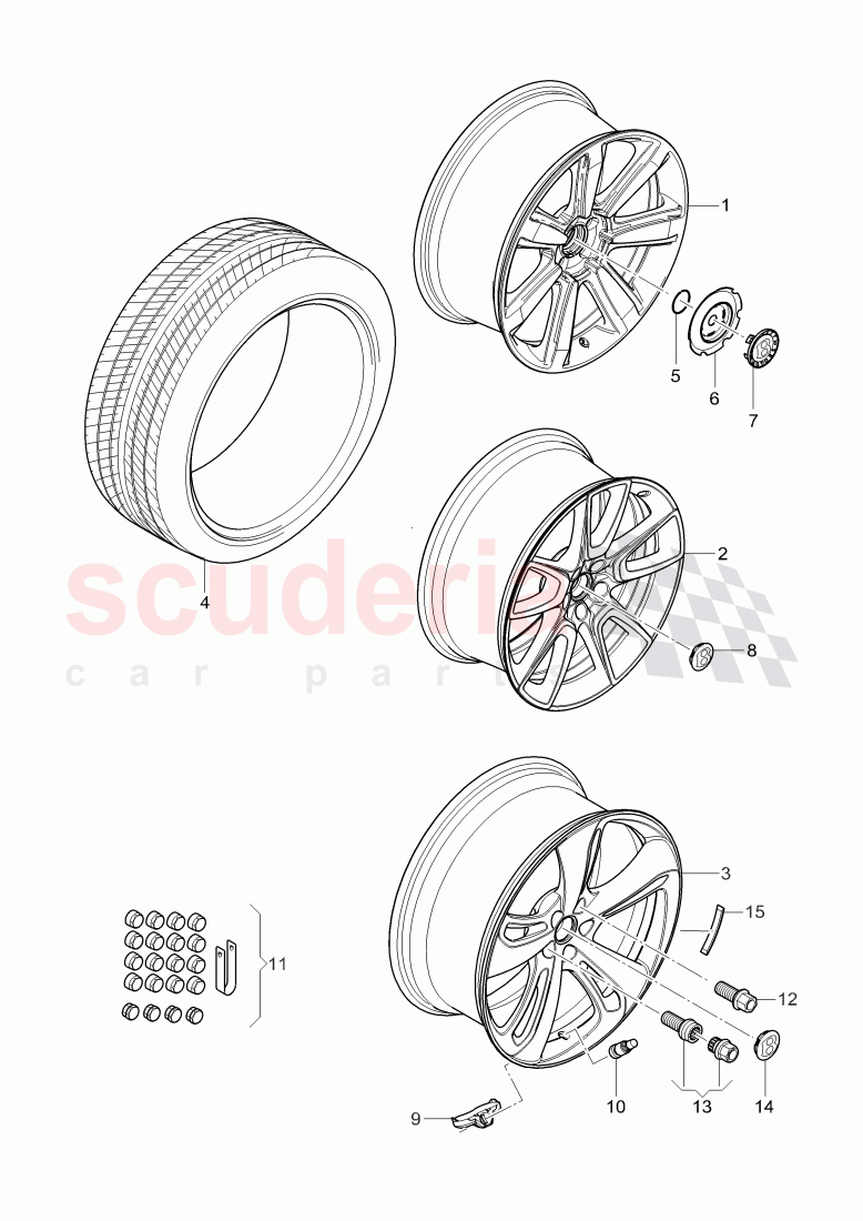 Aluminium rim with wheel cap, wheel bolt, wheel bolt, lockable with adapter, D - MJ 2017>> of Bentley Bentley Continental Flying Spur (2013+)
