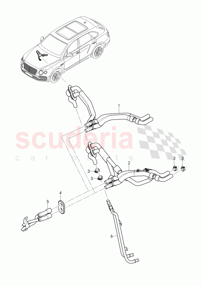 Coolant hoses for heater of Bentley Bentley Bentayga (2015-2020)