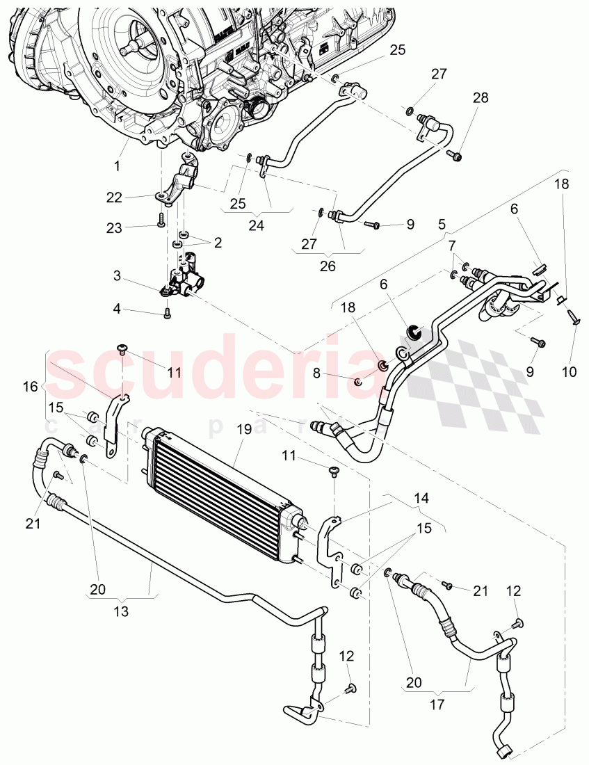 oil pressure line for gear oil cooling, Gear oil cooler, D >> - MJ 2014 of Bentley Bentley Continental GT (2011-2018)
