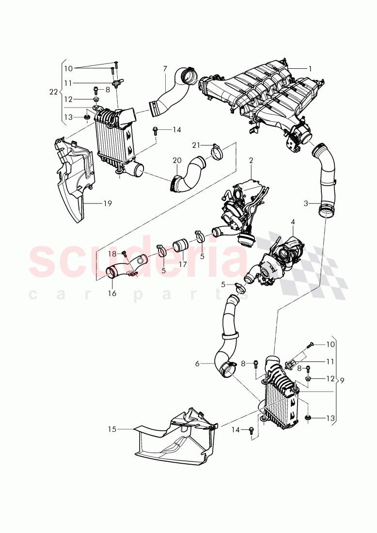 charge air cooler, air duct for charge, air cooler of Bentley Bentley Continental Supersports Convertible (2017+)