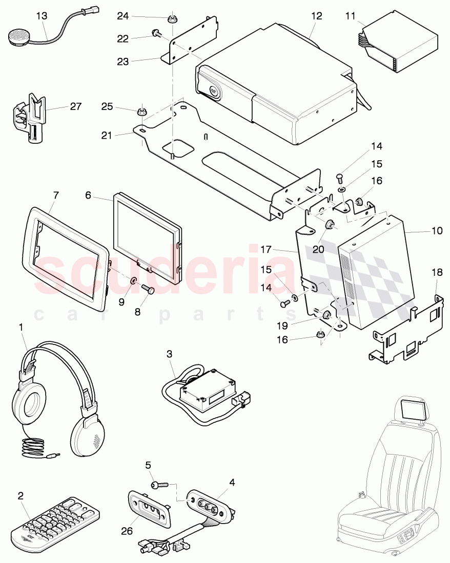 Multimedia system, (Rear Seat Entertainment'RSE'), D - MJ 2012>>, F >> 3W-C-076 244, F >> ZA-C-076 244 of Bentley Bentley Continental Flying Spur (2006-2012)