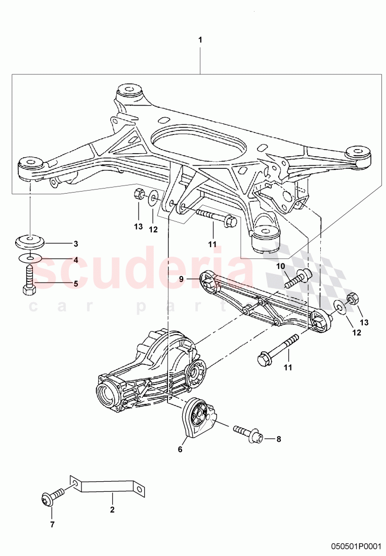 sub-frame, with rubber mounting, F 3W-4-020 001>> 3W-5-024 202 of Bentley Bentley Continental GT (2003-2010)