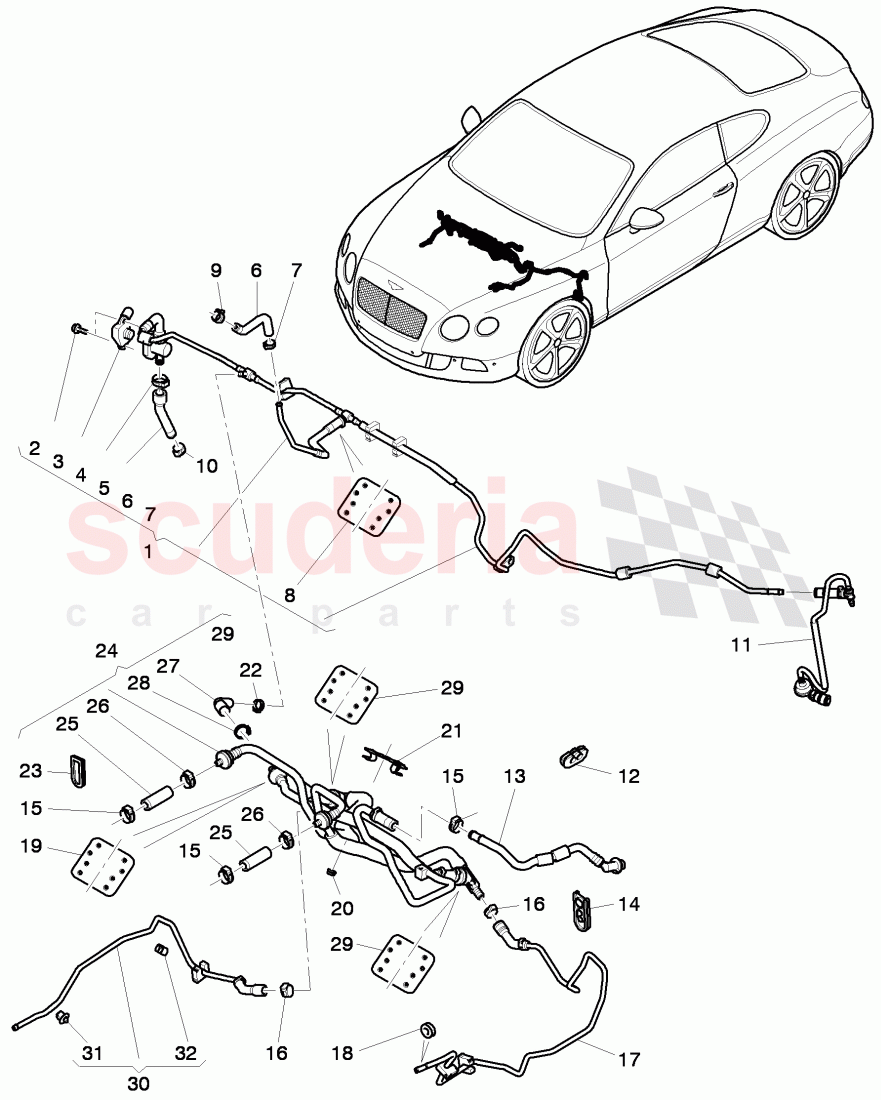 vacuum hoses for brake servo, vacuum hoses with connecting parts, D >> - MJ 2014 of Bentley Bentley Continental GT (2011-2018)