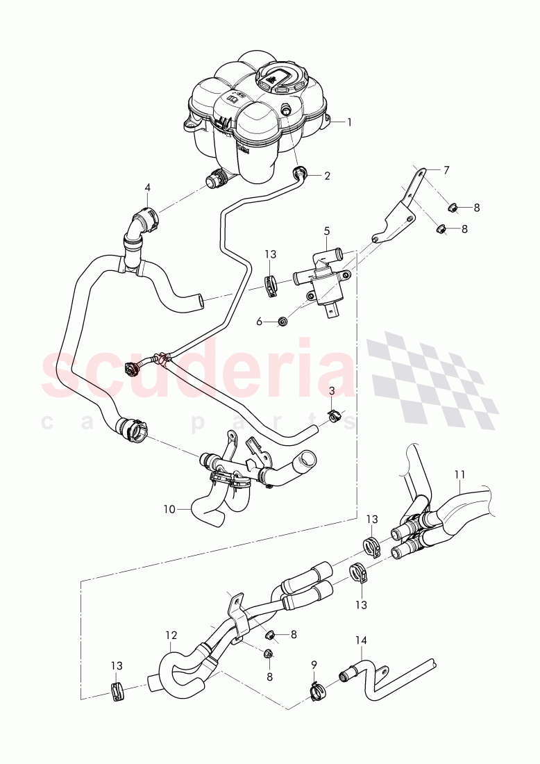 Coolant hoses and pipes, Engine bay of Bentley Bentley Bentayga (2015-2020)