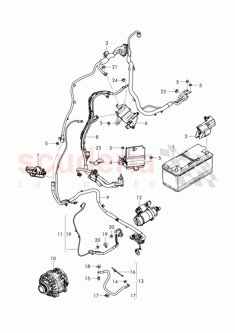 harness for battery +/-, D - MJ 2018>> of Bentley Bentley Bentayga (2015-2020)
