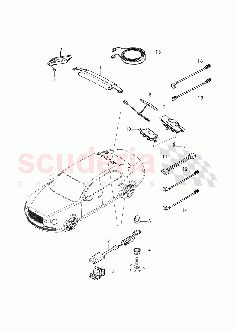 antenna, Infotainment system, F >> 3W-F-041 162, F >> ZA-F-041 162 of Bentley Bentley Continental Flying Spur (2013+)
