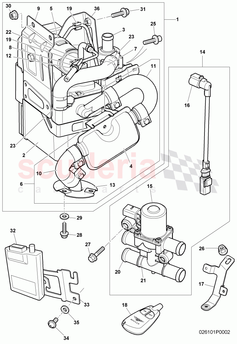 stationary heater for circuit, Solenoid valve for coolant circuit of Bentley Bentley Continental GT (2003-2010)