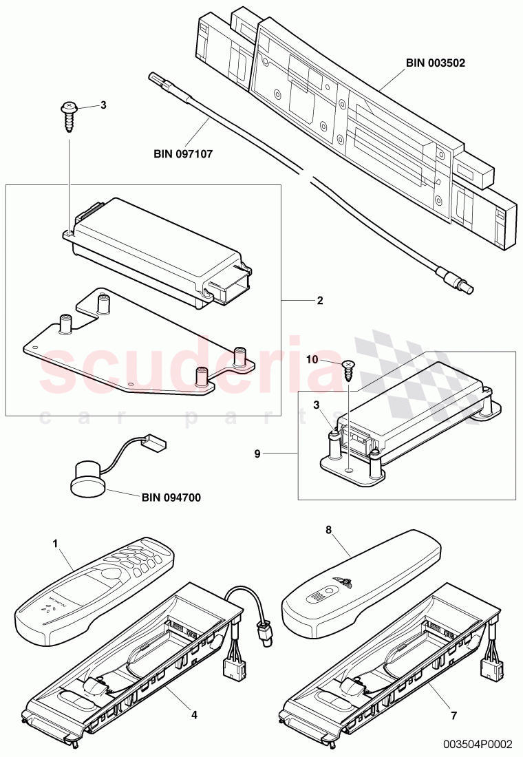 Electric parts for mobile, phone preparation, F 3W-5-025 147>> 3W-5-030 420 of Bentley Bentley Continental GT (2003-2010)