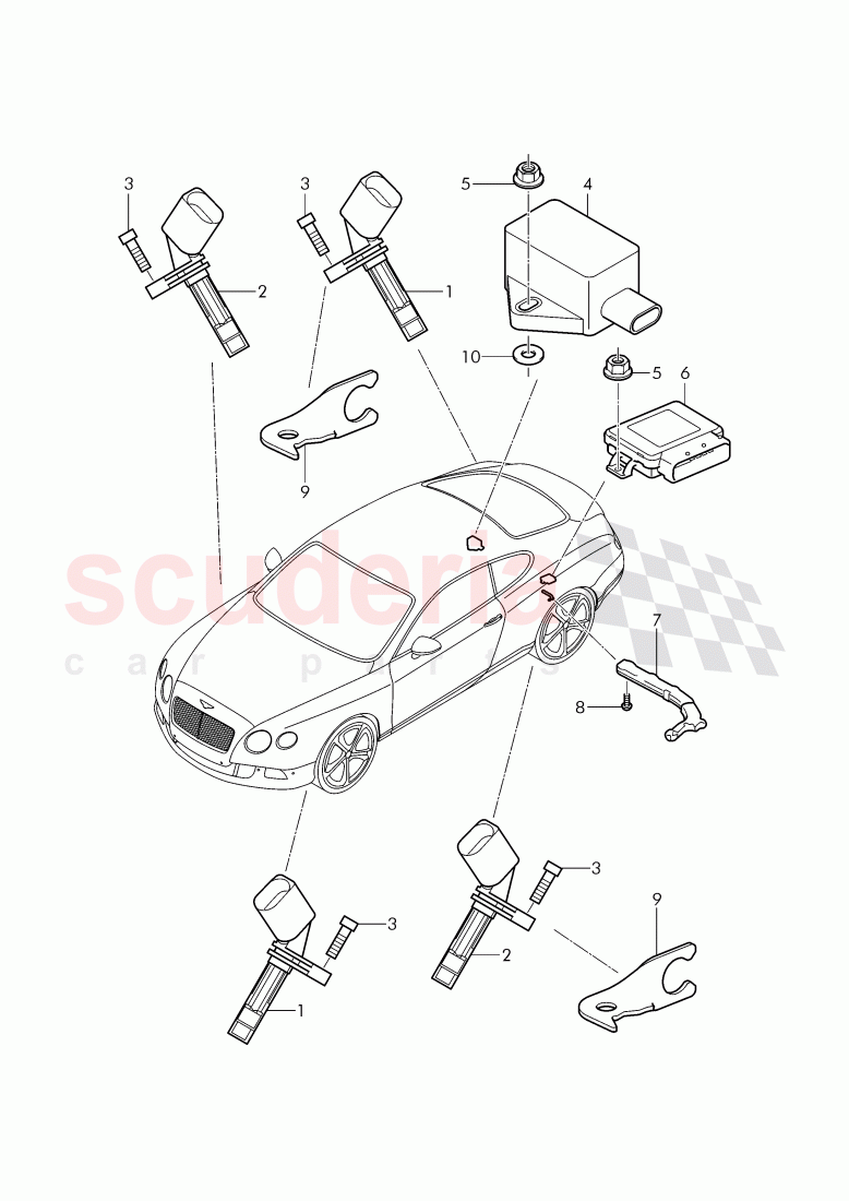 speed sensor with securing parts, control unit for electronic, stability programme -esp- of Bentley Bentley Continental Supersports (2017+)