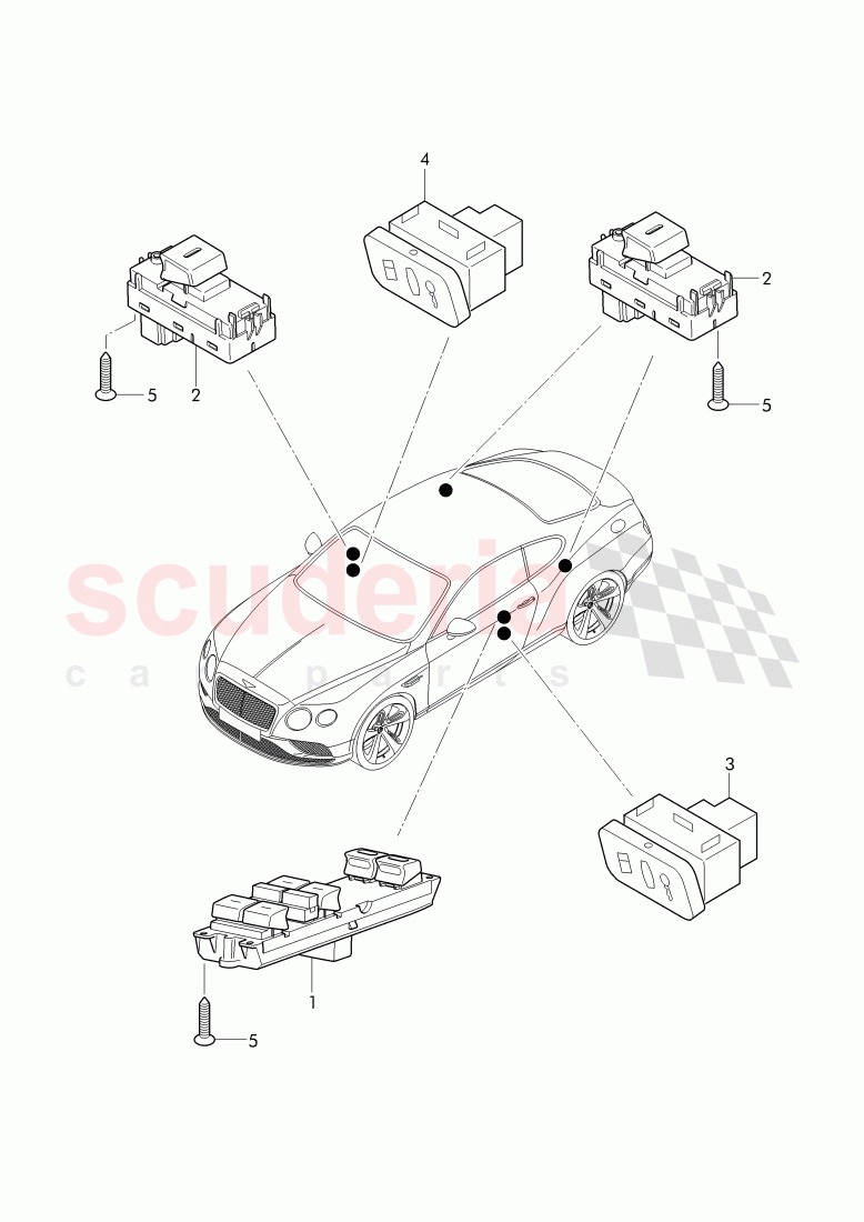 switches in door trim panel of Bentley Bentley Continental Supersports (2017+)