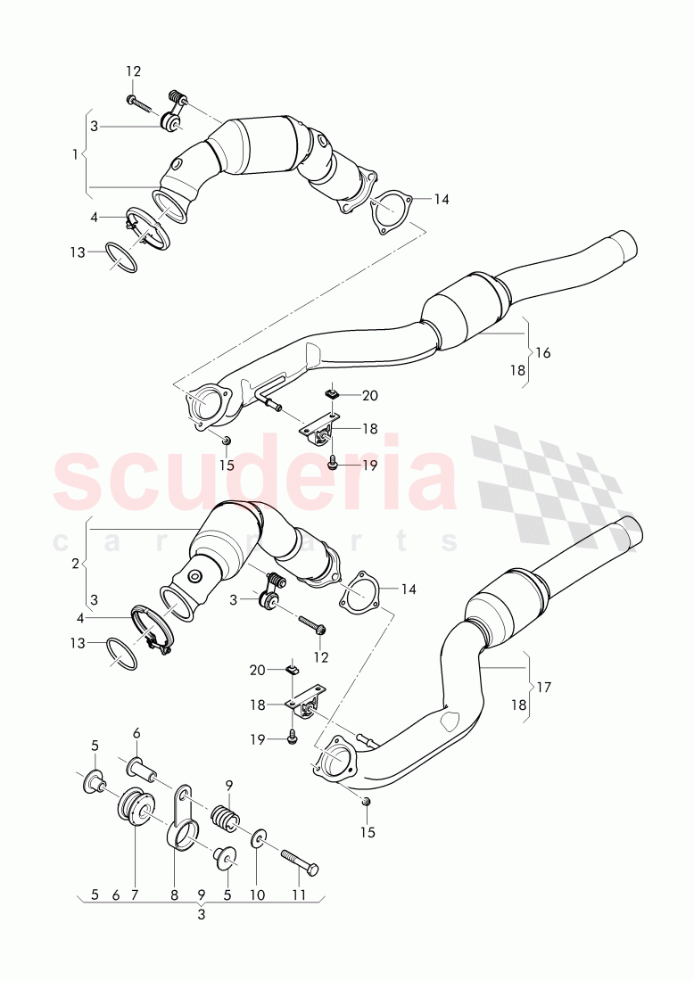 exh. pipe with front catalyst, exhaust pipe with catalyst of Bentley Bentley Bentayga (2015-2020)