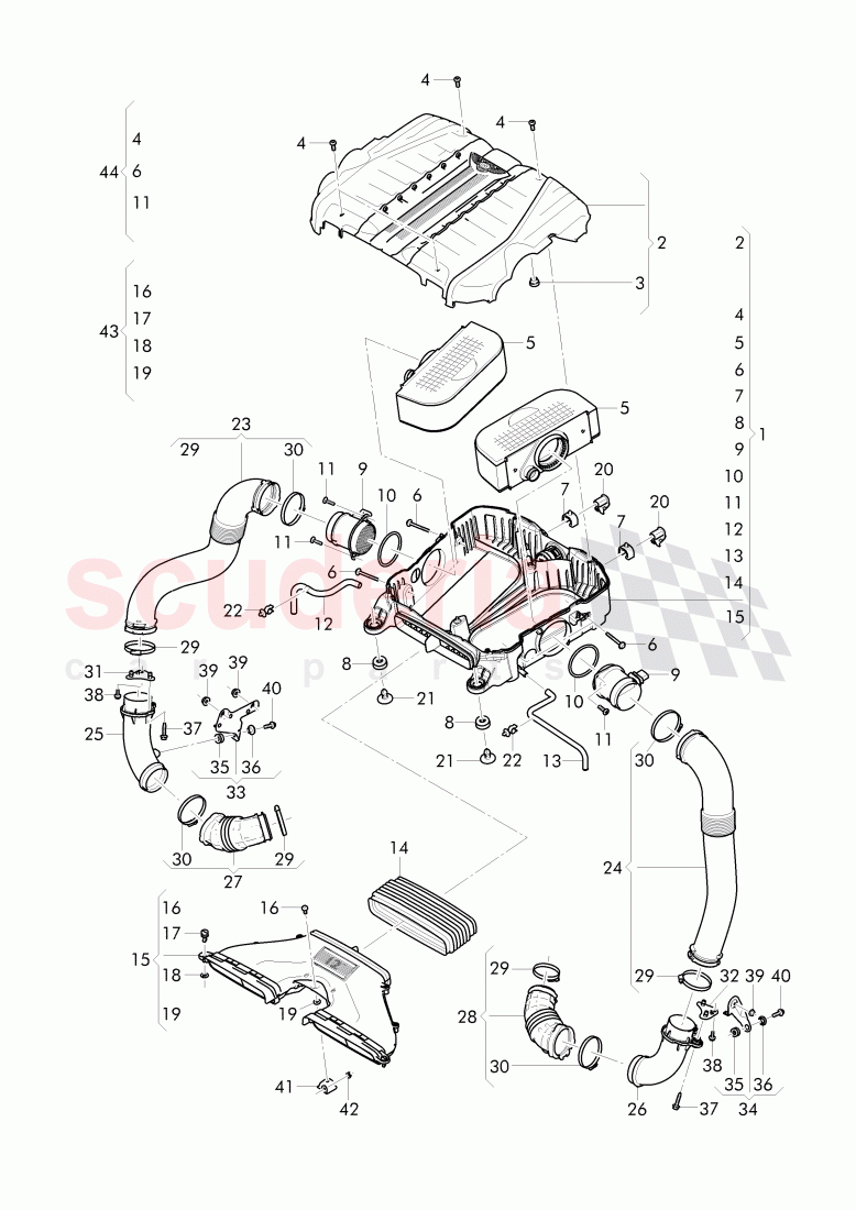 air cleaner with connecting, parts of Bentley Bentley Bentayga (2015-2020)