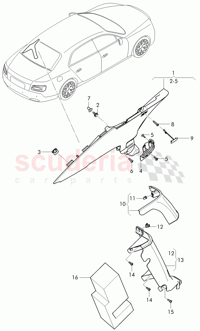 lining, pillar d of Bentley Bentley Continental Flying Spur (2013+)