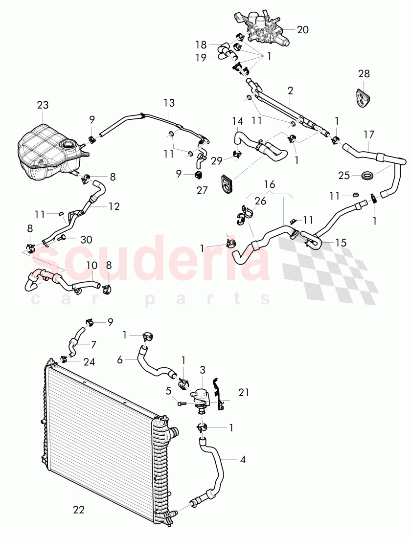 Coolant hoses and pipes, Engine bay, D - MJ 2015>> of Bentley Bentley Continental GTC (2011+)