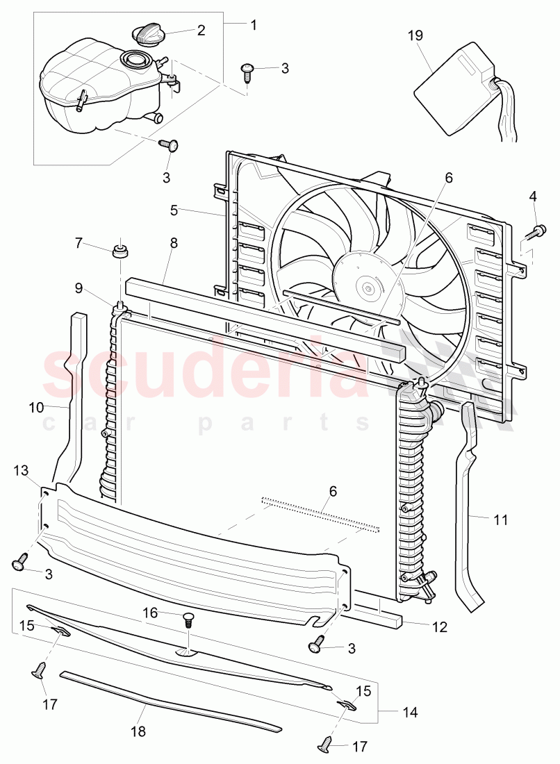 Coolant radiator, Coolant expansion tank, air duct, D - MJ 2009>> - MJ 2009 of Bentley Bentley Continental GTC (2006-2010)