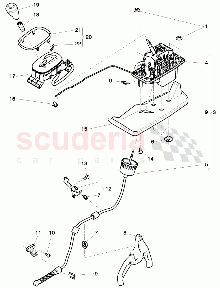 selector mechanism with cable, for 6 speed automatic transm. of Bentley Bentley Continental GT (2011-2018)