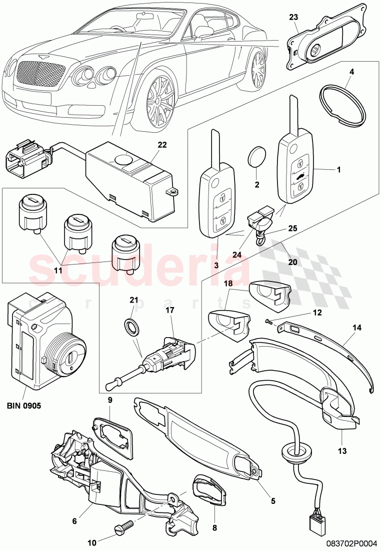 key, lock cylinder sets, door handle, outer of Bentley Bentley Continental Supersports (2009-2011)