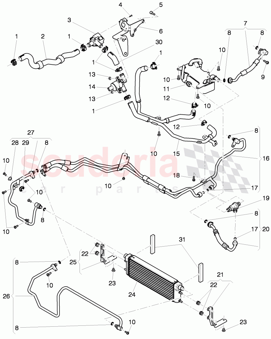 oil pressure line for gear oil cooling, Gear oil cooler, D >> - MJ 2014 of Bentley Bentley Continental GTC (2011+)
