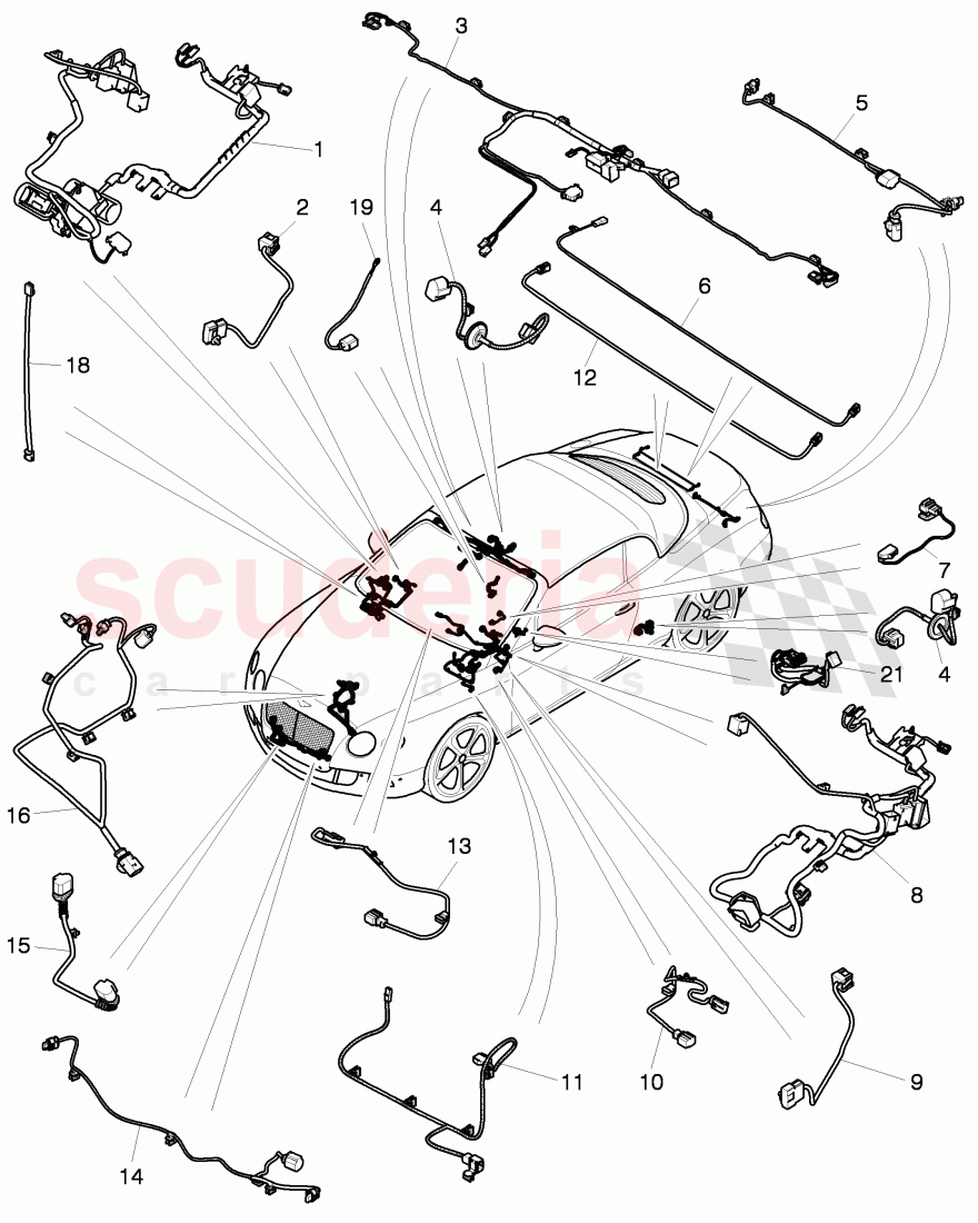 additional harness for interior, additional dashboard, harness, additional harness for engine, compartment, additional wiring harness, rear of Bentley Bentley Continental GTC (2011+)