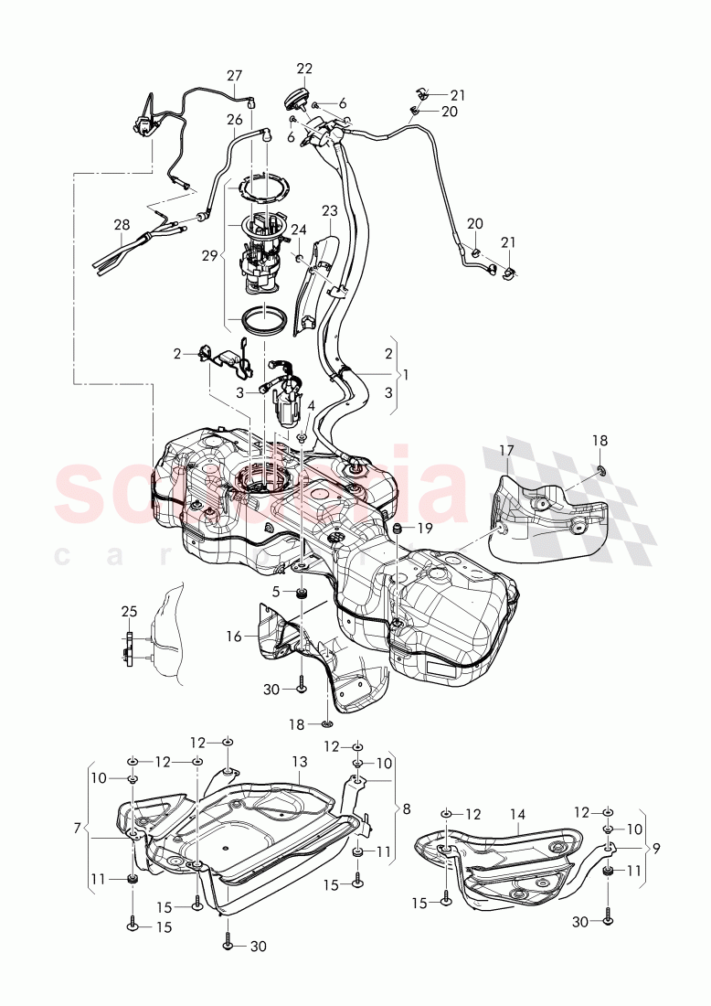 fuel tank with fuel gauge, sender, bracket for fuel, tank, protective plate for fuel tank of Bentley Bentley Bentayga (2015-2020)