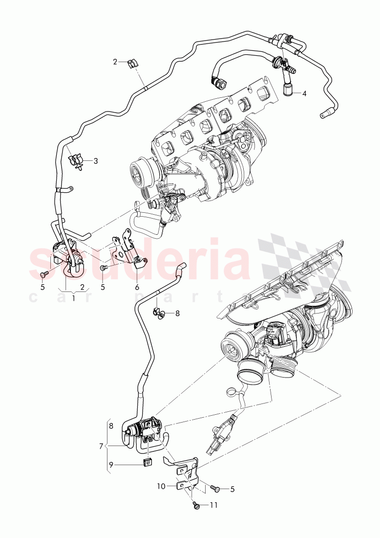vacuum hoses, solenoid valve, (For turbocharger), F 4V-J-017 261>>, F ZV-J-017 261>> of Bentley Bentley Bentayga (2015-2020)