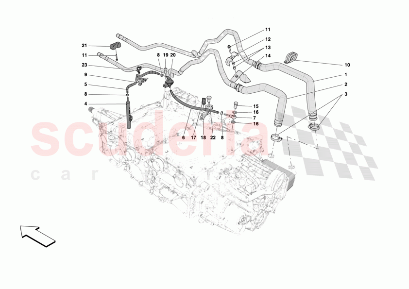 GEARBOX OIL HEAT EXCHANGER AND PIPES - HEAT EXCHANGER AND REAR PIPES of Ferrari Ferrari 12Cilindri Spider