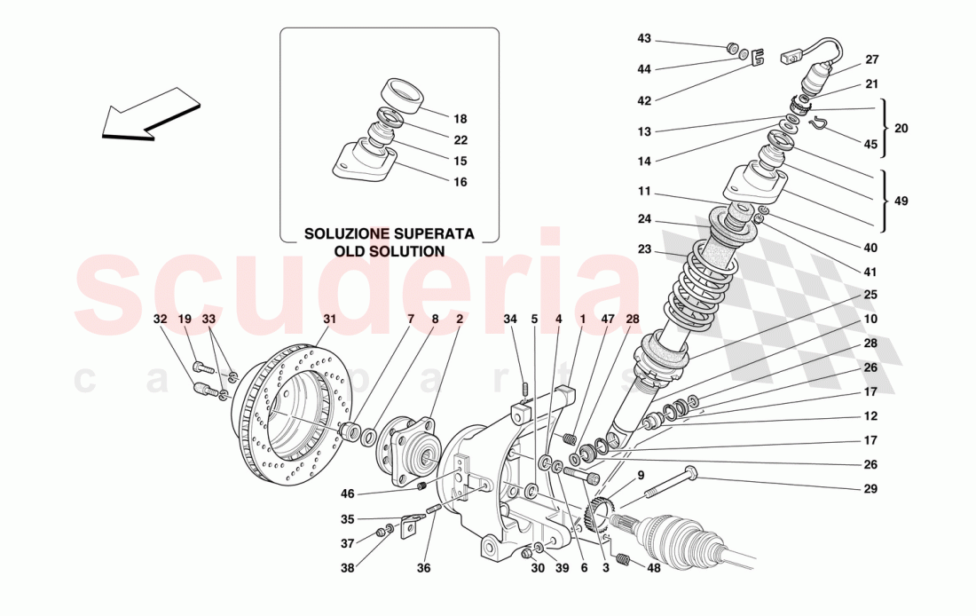 REAR SUSPENSION - SHOCK ABSORBER AND BRAKE DISC of Ferrari Ferrari 550 Maranello (2011-2012)