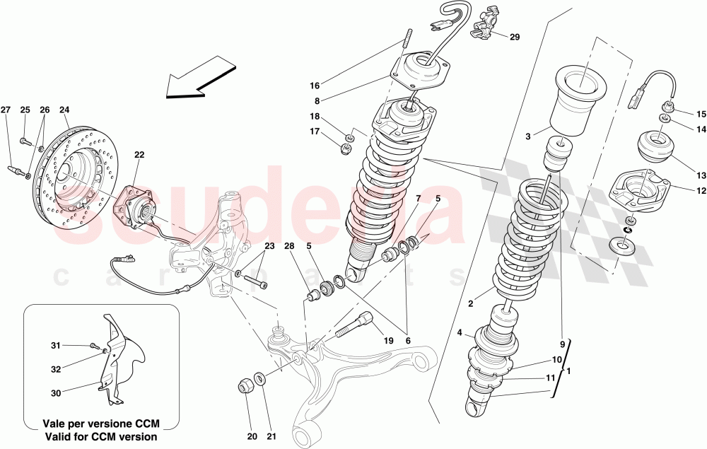 FRONT SUSPENSION - SHOCK ABSORBER AND BRAKE DISC of Ferrari Ferrari 612 Scaglietti