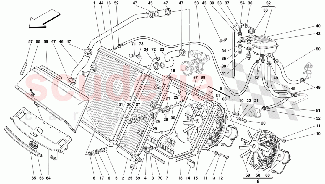 COOLING SYSTEM - RADIATOR AND NOURICE of Ferrari Ferrari 456 GT/GTA
