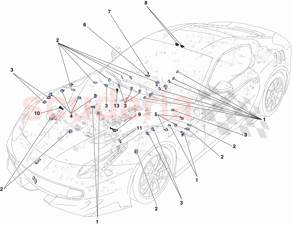 VARIOUS FASTENINGS FOR THE ELECTRICAL SYSTEM of Ferrari Ferrari F12 TDF