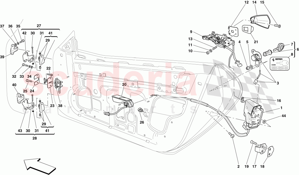 DOORS - OPENING MECHANISM AND HINGES of Ferrari Ferrari 599 SA Aperta
