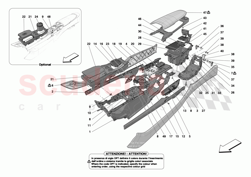 CENTRE TUNNEL AND CONSOLE of Ferrari Ferrari 12Cilindri Spider